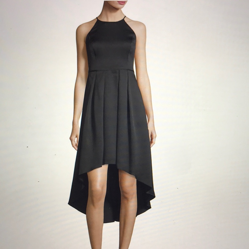 Aidan Mattox High-low pleated satin cocktail dress
